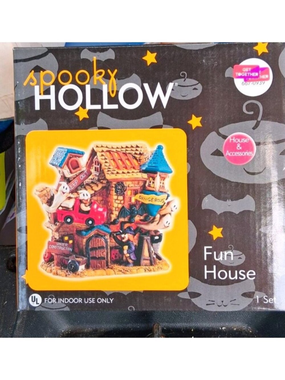 Spooky Hollow Hand-Painted Porcelain Fun House With Power Cord Halloween Decor